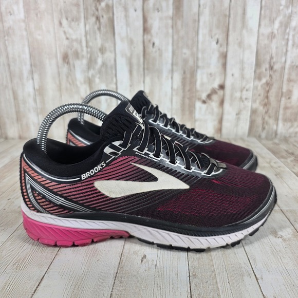 Brooks Ghost 10 Running Shoes Cushioned Athletic Sneakers Maroon‎ Pink WIDE 7 - Picture 1 of 8